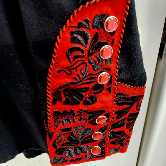 Vintage  Scully Gunfighter Men's Western Button Down Crimson w/caballero cuffs - Picture 6 of 15